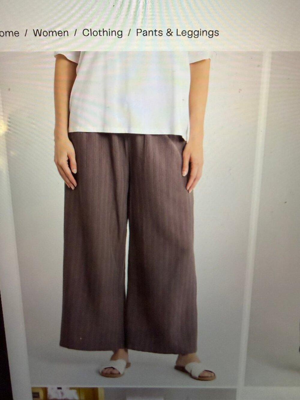 Eileen Fisher Size Small Striped Organic Cotton Blend Crop Wide Leg Pants in Rye